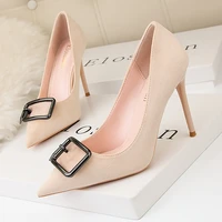 fashion sexy lady women shoes pointed toe fine heel dress high heels pumps leather boat shoes wedding shoes zapatos mujer