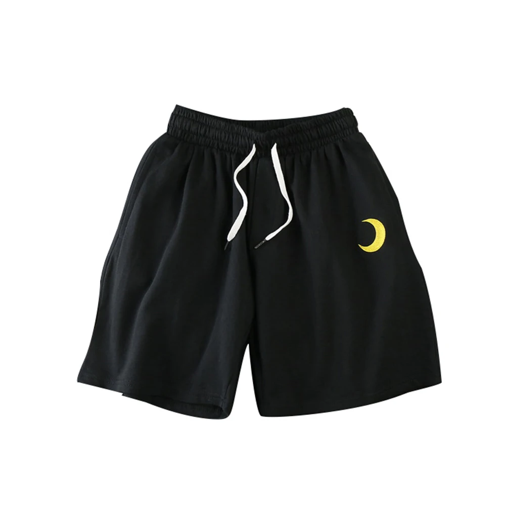 

Men Sun Moon Quick Drying Drawstring Elastic Fifth Pants Comfortable Board Sports Shorts Plus Size Bodybuilding Shorts