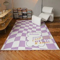 modern checkered rugs for living room green purple soft cute carpets for bedroom decor thick plush kid room play mat new fashion