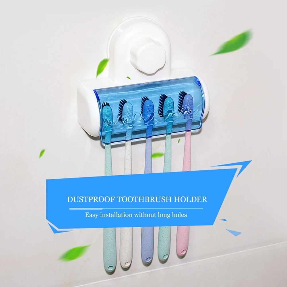 5 отверстий на присоске Зубная щётка держатель для Хранения Настенное Крепление
