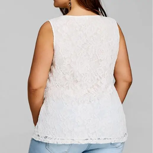 Женская белая блузка размера плюс 5XL прозрачная Асимметричная Кружевная блуза 2020