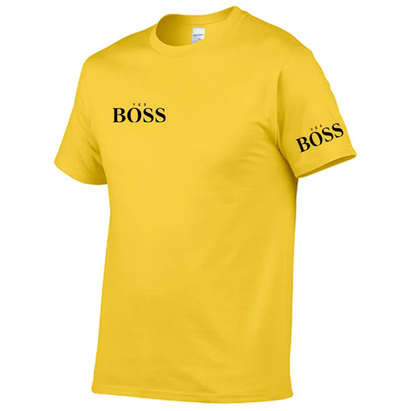 

2021 Summer Pure Cotton Men's T-shirt With YES BOSS Ietters Simple Style Casual T-shirt Iarge Size O-neck Short-Sleeved T-shirt