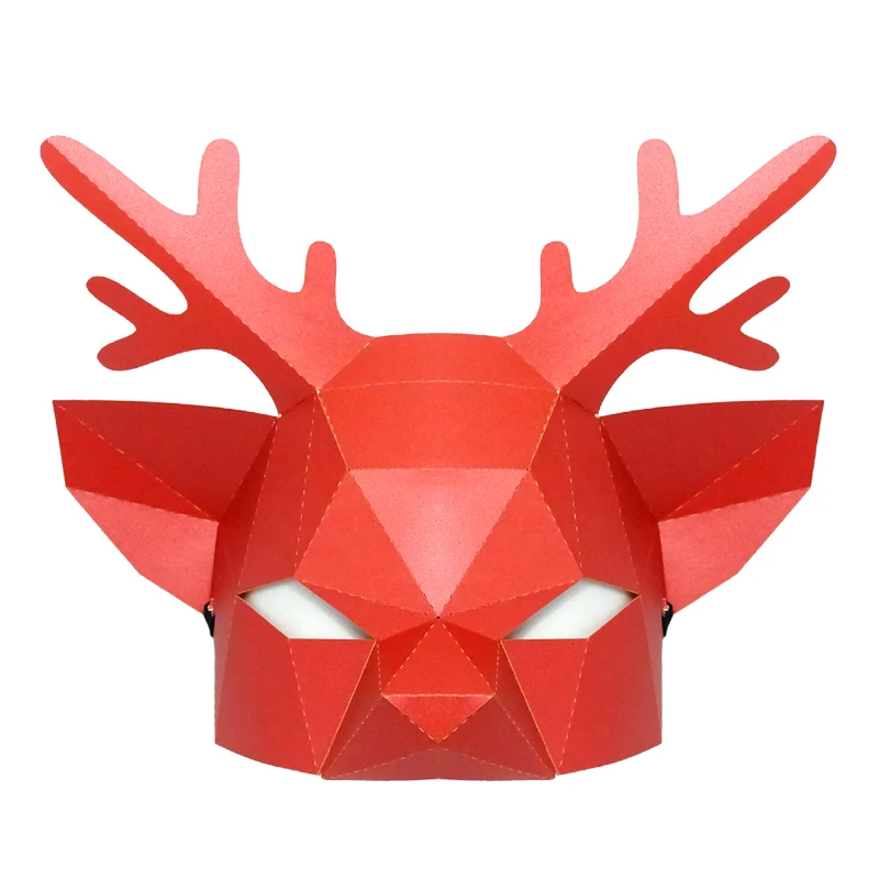 3D Полулицо Бумажная модель олень животное костюм Косплей DIY Маска модели