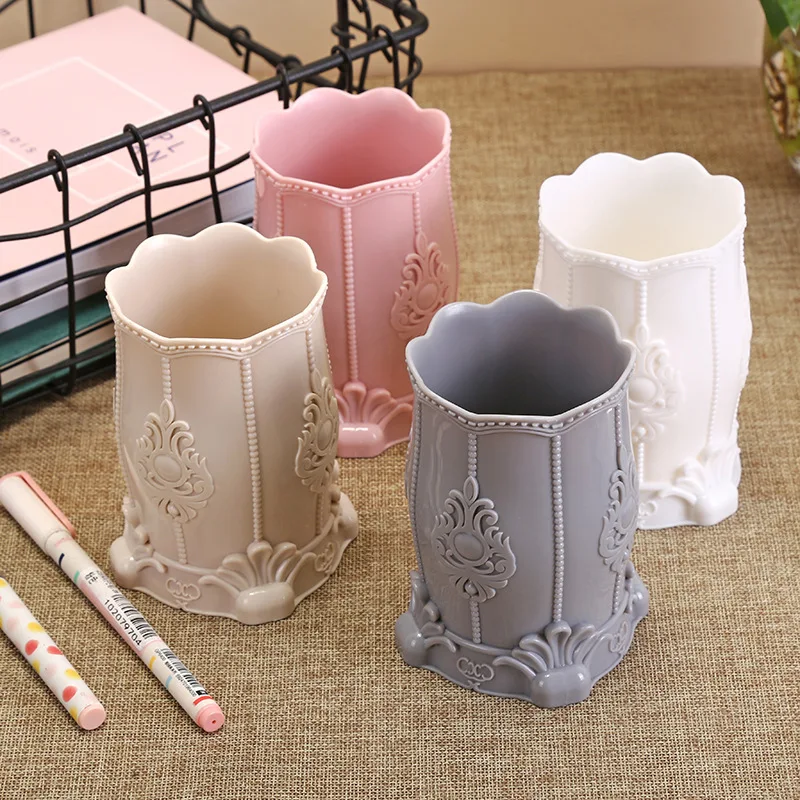 Винтажный цветок резной узор ящик для хранения кистей макияжа кисть карандаш