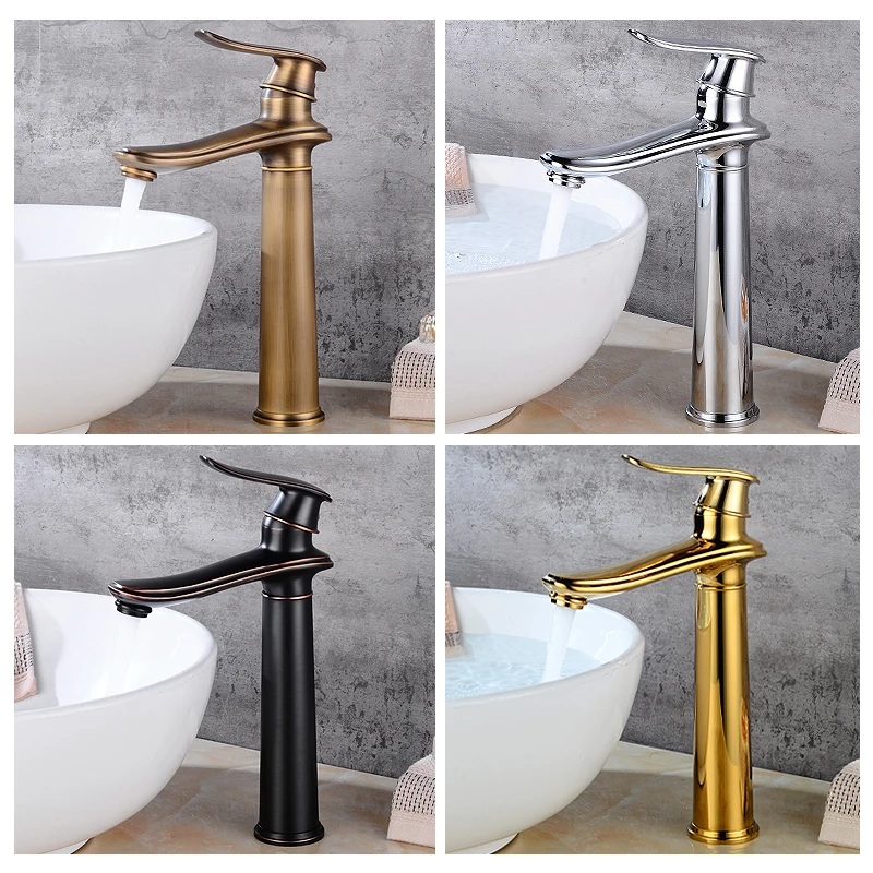 Смеситель для ванной латунный высокий кран раковины одна ручка крепление на