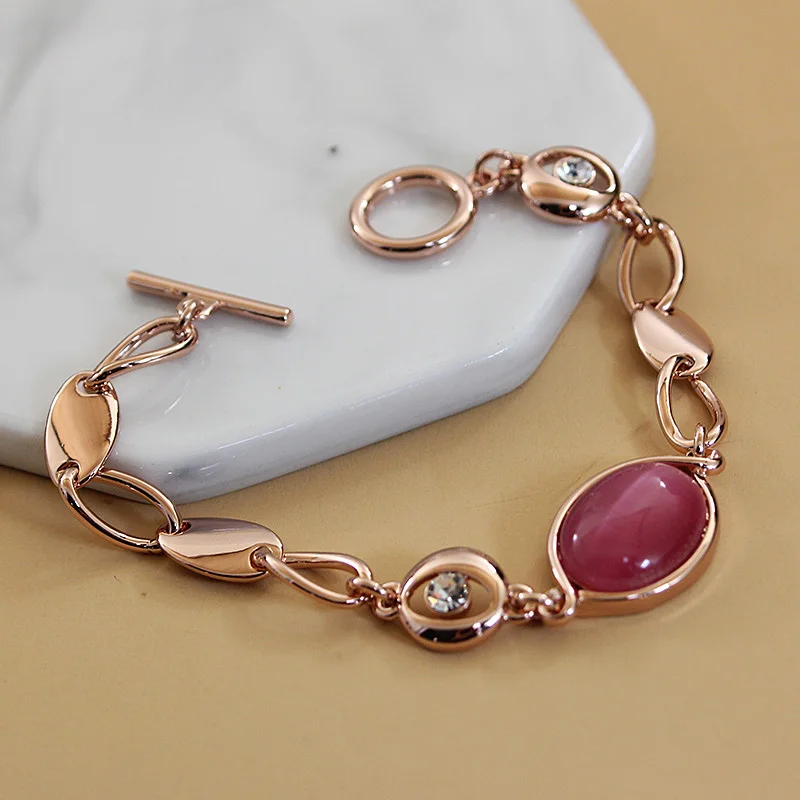 

Personalized Fashion 18K Gold Plated Female Blue Opal Bracelet Bracelet Cold Wind Bracelet