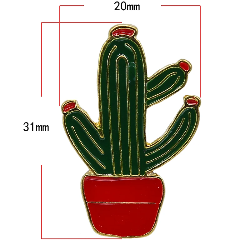 Разноцветные эмалированные булавки в горшке с изображением кактуса кошки броши