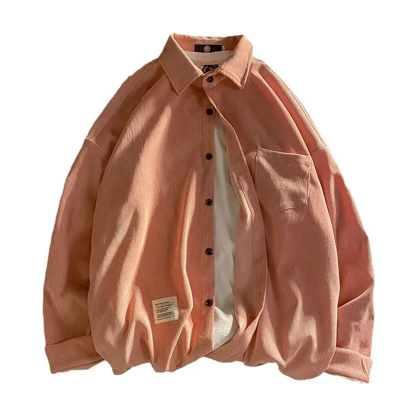 

Рубашка весна-осень мужская с длинным рукавом Корейская версия трендовая Вельветовая японская Мужская рубашка красивая Молодежная куртка