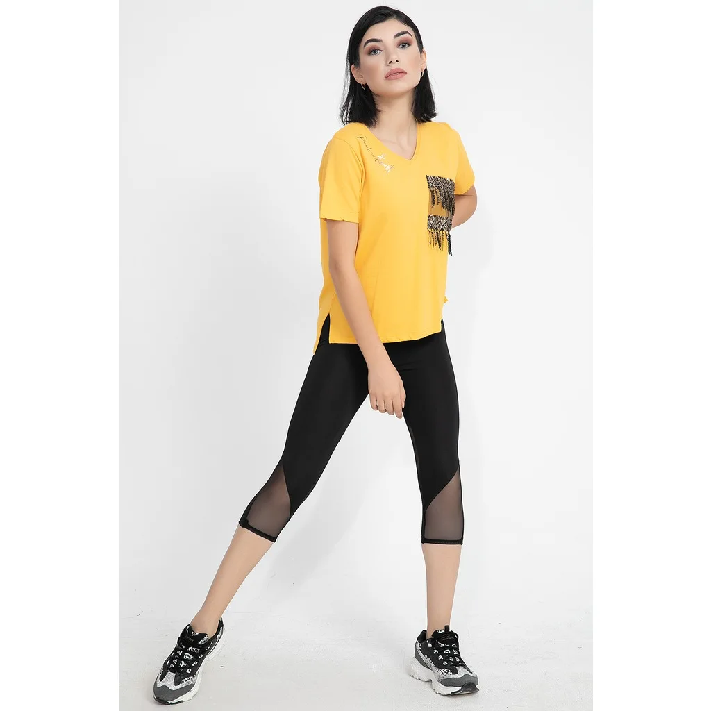 WPR High Bel Toparlayici Transparan Detail Women Capri Leggings
