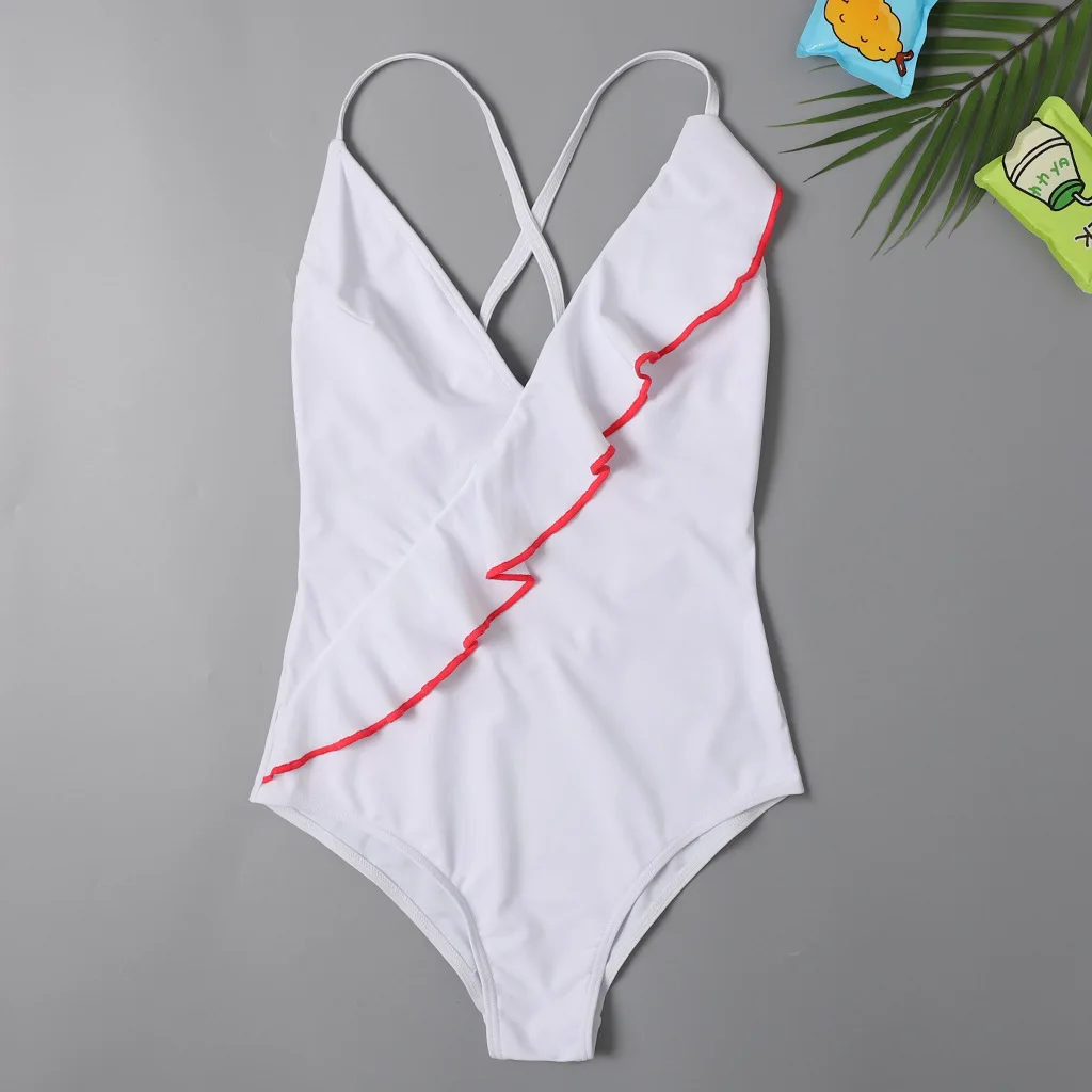 Сексуальный ассиметричный Цельный купальник с v образным вырезом для девушек 2020