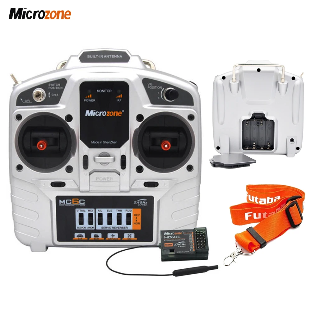 MicroZone-transmisor de control remoto MC6C, 2,4G, 6 canales, S-FHSS, FSK, sistema de Radio y receptor de se&ntilde;al SBUS para Airplan de ala fija-0
