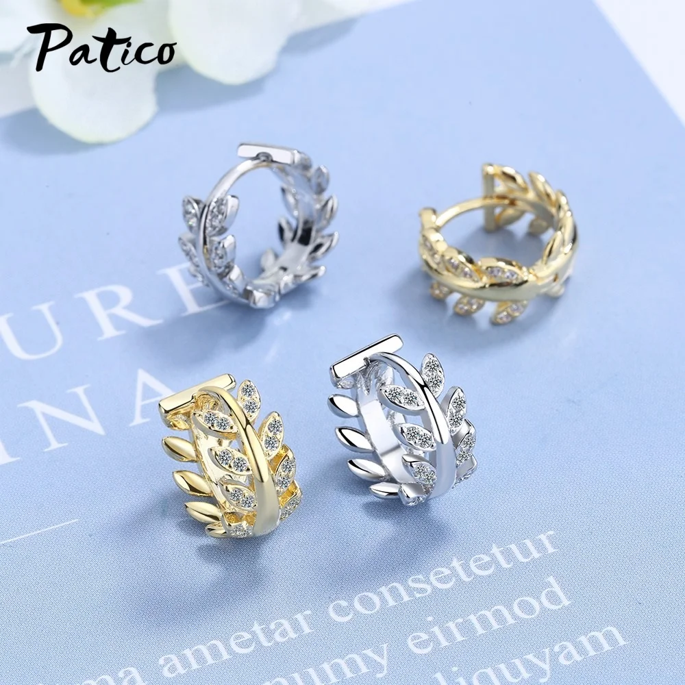 

Luxury 925 Sterling Silver Crystal Statement Earrings For Women Girls Leaf Design Fashion Jewelry 2021 Trend Wholesale