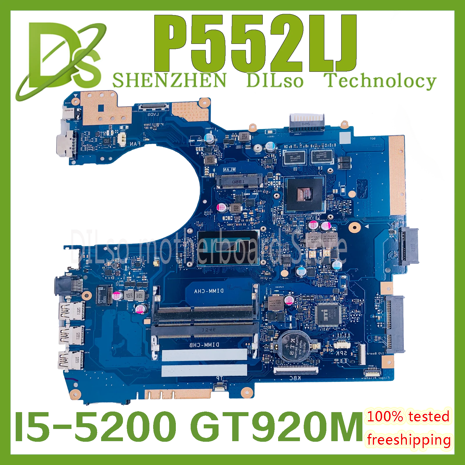 

Оригинальная материнская плата P552LA подходит для ASUS P552 P552L P552LA P552LJ, материнская плата для ноутбука, 100% пройденная тестовая I5-5200 GT920M