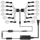 AIBOO светодиодная подсветка под шкаф белый круглый 346812 набор для освещения, сенсорный переключатель, диммер и штепсельная Вилка для подсветки