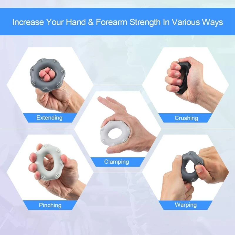 

3 Pack 3 Levels Grip Strength Trainer,Hand Grip Strengthener,Forearm Grip Workout Grip Trainer Silicone Rings