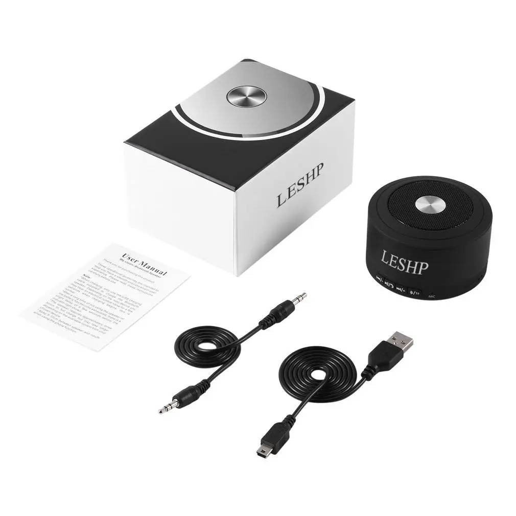 

LESHP Mini Portable Wireless 3.0 Speakers 3W 5V USB / DC Charging Port Built-in Mic & LED Lights for Cell phones Computers