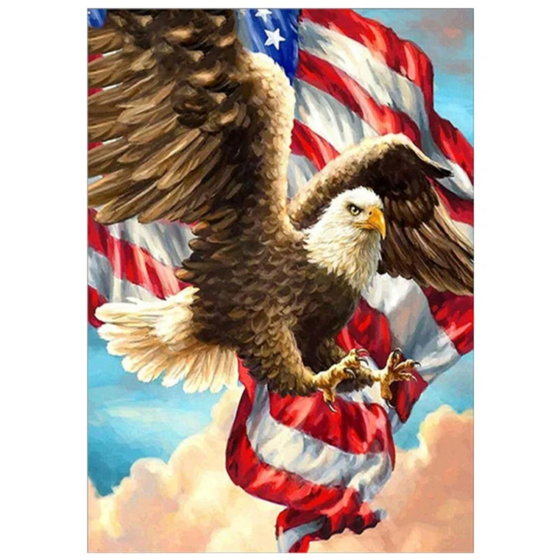DIY 5D алмазная живопись по номерам наборы США флаг и орел круглые акриловые стразы