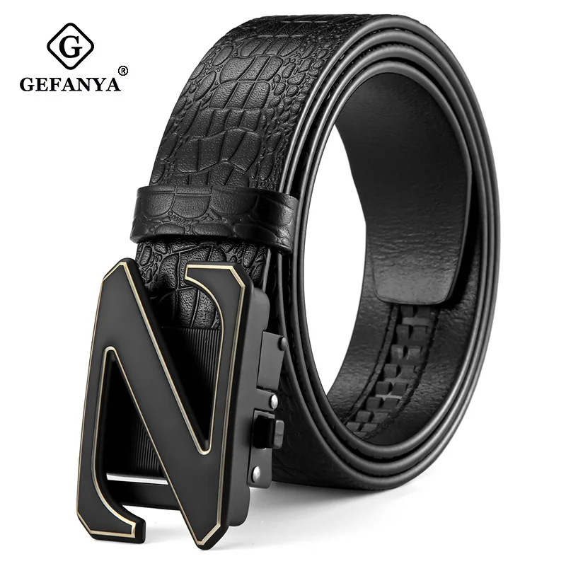 Ремень GEFANYA мужской из натуральной кожи Модный повседневный пояс воловьей с