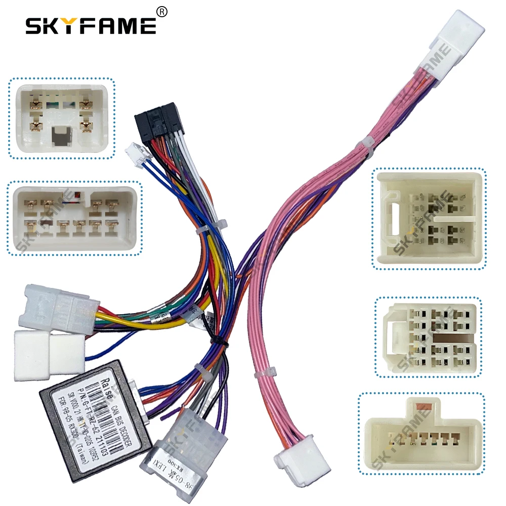 SKYFAME Car 16Pin Wiring Harness Adapter Canbus Box Decoder Android Radio Power Cable For Lexus RX RX300 Toyota Harrier - купить по