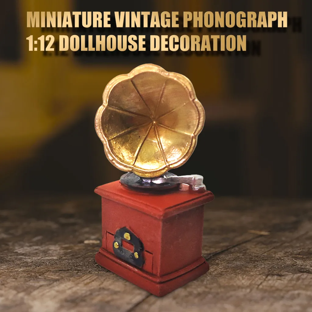Имитация 1:12 миниатюрной мебели эмблема граммофона записывающее устройство