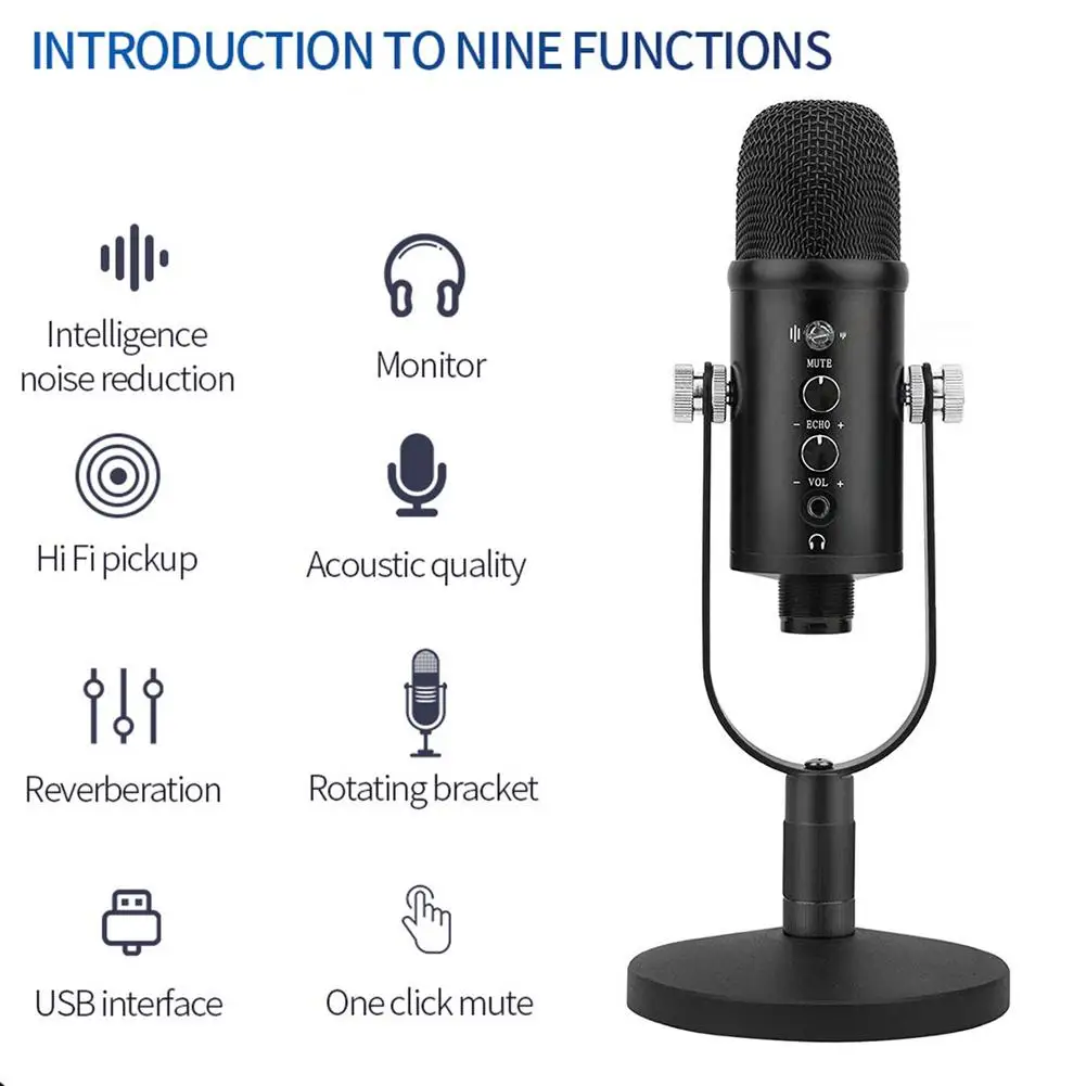 Профессиональный игровой USB микрофон конденсаторный для записи пения телефона