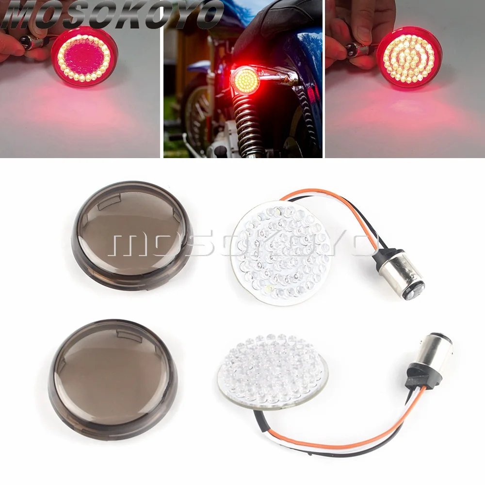 

Мотоцикл красный 1157 светодиодный указатель поворота светильник + Somke линзы для Harley Sportster 883 Dyna Road King Стрит Глайд FLHT FLHX