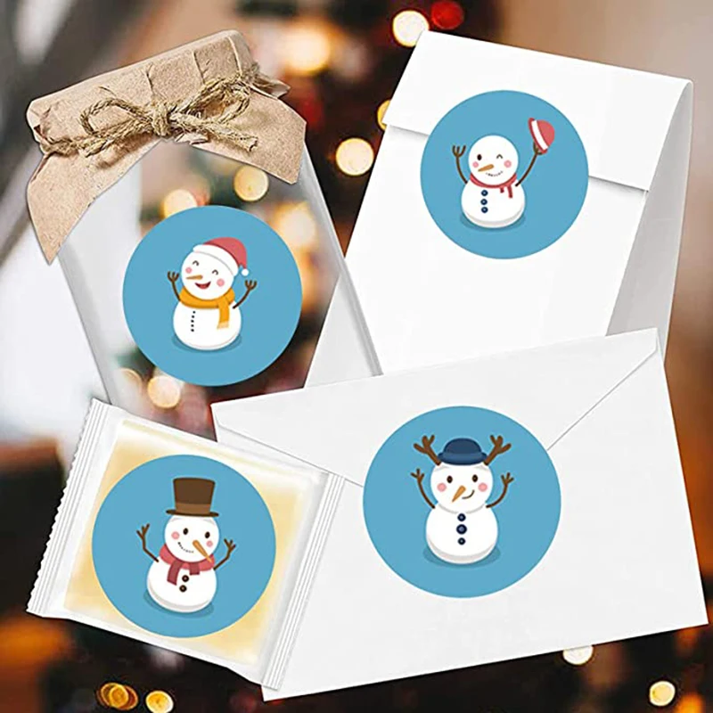 

1roll Merry Christmas Stickers 500pcs Animals Snowman Trees Decorative Stickers Wrapping Gift Box Label Christmas Tags NEW