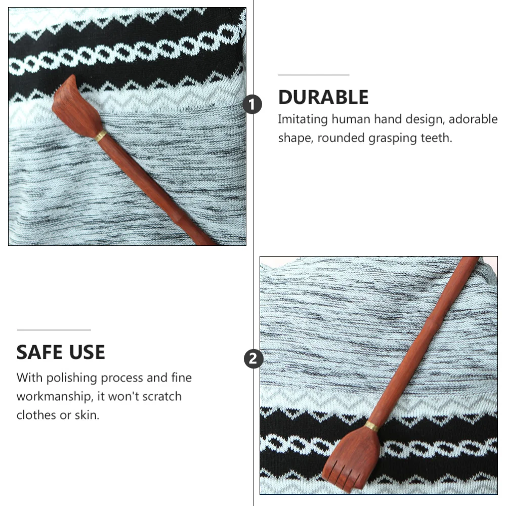 

2Pcs Practical Claw Scraper Itching Relief Back Scratcher Self Massager Brown