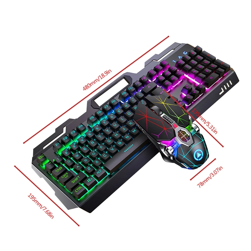 

Игровая клавиатура из алюминиевого сплава с RGB-подсветкой и игровая мышь Q1JF, 104 клавиши