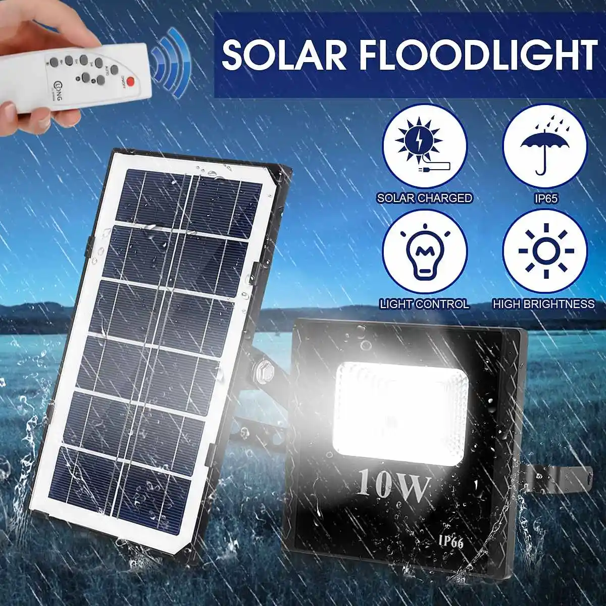 

LED Solar Powered Flood Lights Outdoor Garden Lawn Landscape Lamps Waterproof Security Wall Lamps Floodlight with Remote Control