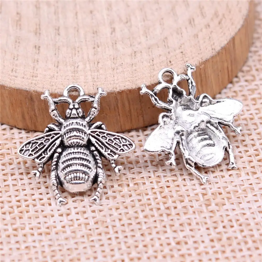 

Bee Charms For Jewelry Making Findings Handmade DIY Craft 20pcs Antique Silver Color 21x20mm