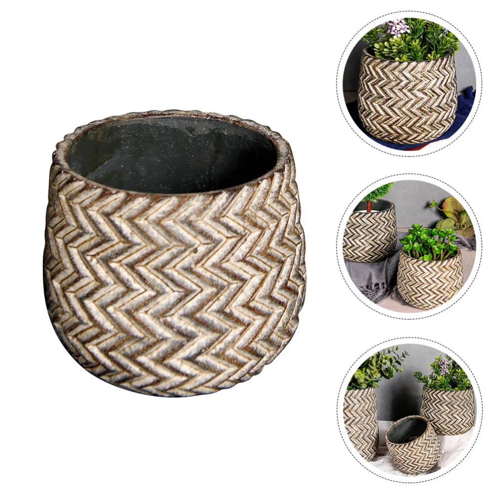 

1pc Cement Succulent Planter Unique Flowers Pot Home Gardening Plant Pot