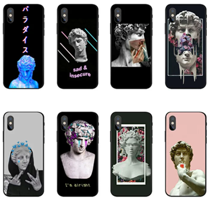 Чехол для Телефона iPhone 6 6s 7 8 Plus X XR XS Max мультяшная статуя абстрактный Рисунок
