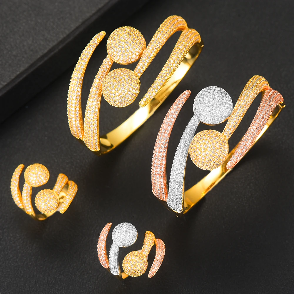 GODKI роскошный 3 тон мяч обмотки Африканский нигерийский браслет кольцо наборы