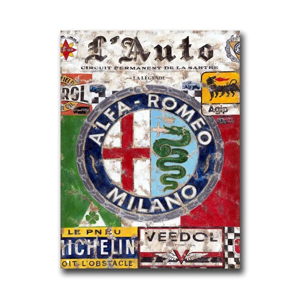 Alfa Romeo Milan Car Auto Vintage Ретро жестяной знак металлический плакат декор настенный | Дом