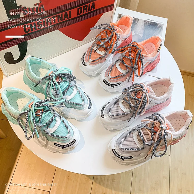 Тренд 2020 года Новинка Утолщенная обувь из сетчатого материала Дышащая женская