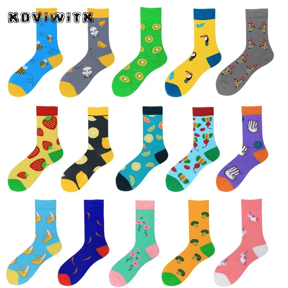 Модные рождественские белые короткие носки с фруктами и овощами хлопковые