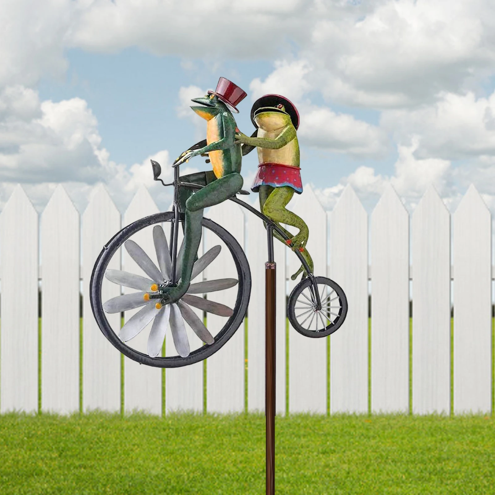 

Vintage Bicycle Metal Wind Spinner Animal Motorcycle Windmill Frog Riding Motorcycle For Outdoor Garden Decoration Dropshipping