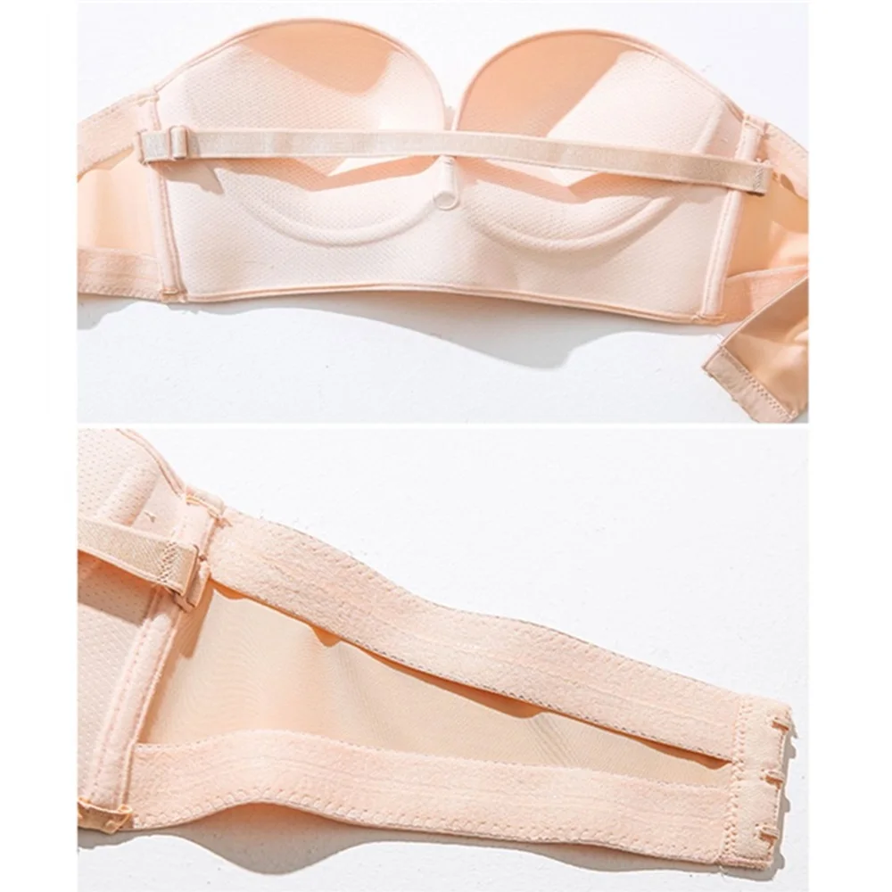 

Sexy Strapless Push Up Bra 1/2 Cup Women Front Closure Bralette Invisible Bras Underwear Lingerie Seamless Brassiere ABC Cup BH