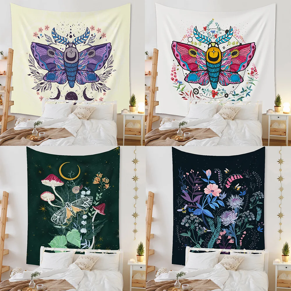 

In 2021, the new wind butterfly tapestries family bedroom adornment background cloth brocade fabric hangs a picture