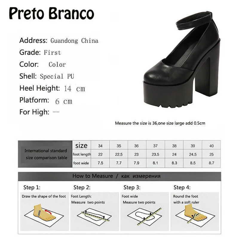 

PRETO BRANCO 2021 Spring Autumn Casual High-heeled Shoes Sexy Ruslana Korshunova Thick Heels Platform Pumps Black White Size