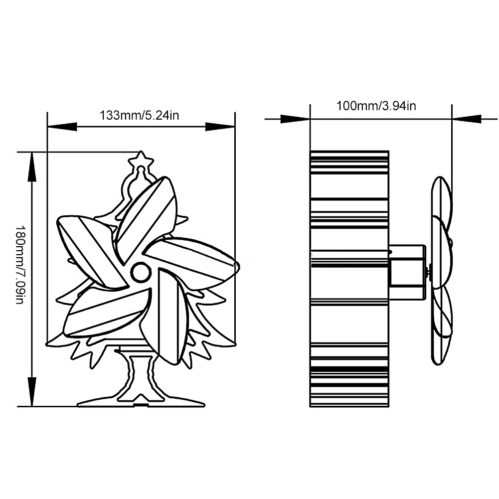 

5-Blade Environmental Protection Energy-Saving Silent Stove Fan Christmas Tree-Shaped Fireplace Fan, Used For Home Fireplace Fan