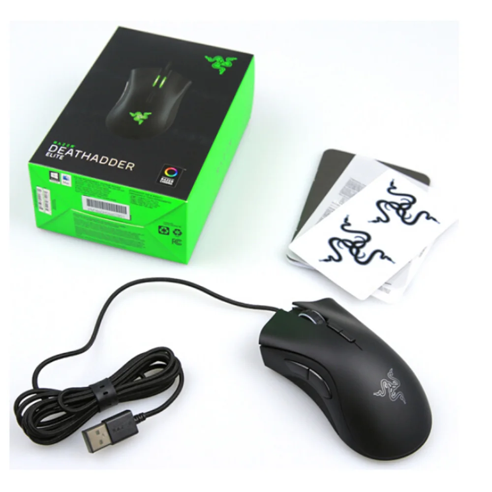 Black Проводная игровая мышь razer DeathAdder Elite с оптическим сенсором 16000 dpi, эргономичная мышь с 7 кнопками для ноутбука, компьютера, ПК, геймера - Цвет: Black