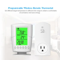 2021 smart programmable wireless remote thermostat lcd screen plug in socket heating cooling program temperature controller