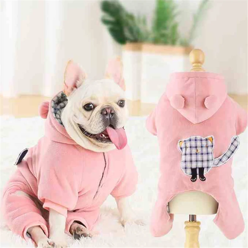

Winter French Bulldog Dog Clothes Jumpsuit Thicken Warm Dog Clothing Coat Jacket Poodle Schnauzer Pug Frenchie Dog Costume 2021