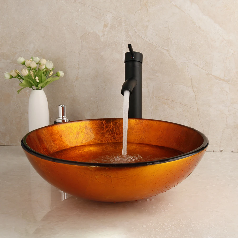 Смеситель для раковины YANKSMART из закаленного стекла черный матовый кран водопад