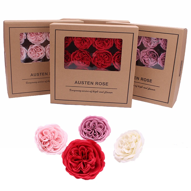 

16PCS Austen Rose Soap Flower Bath Body Artificial Flowers Giant Floral Soap Scented Rose Essential Wedding Valentine's Day Gift