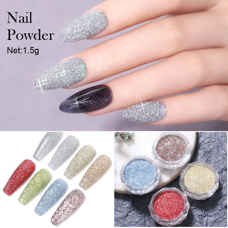 

1.5g/box Sparkly Nail Crystal Diamond Powder New Laser Burst Flash Sugar Diamond Woolen Glitter DIY Nail Art Decorations