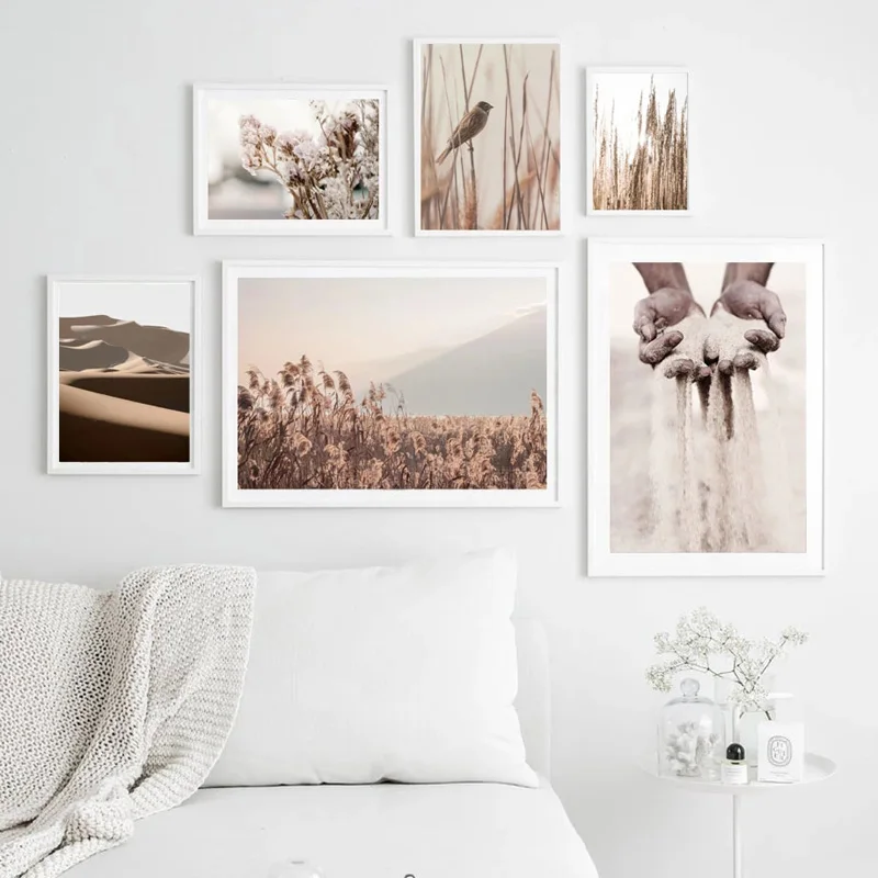 Hand Sand Flower Dandelion Bird Reed Canvas Painting Nordic Wall Posters and Prints Pictures for Living Room Home Decor | Дом и сад