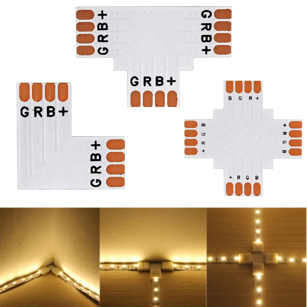 5/10 шт. L/T/X образная RGB Светодиодная лента 10 мм 4 Pin PCB угловой соединительный зажим